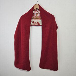 Shanghai Tang Cashmere Wool Silk Reversible Scarf Red Multicolor